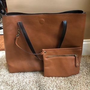 Brown leather tote
